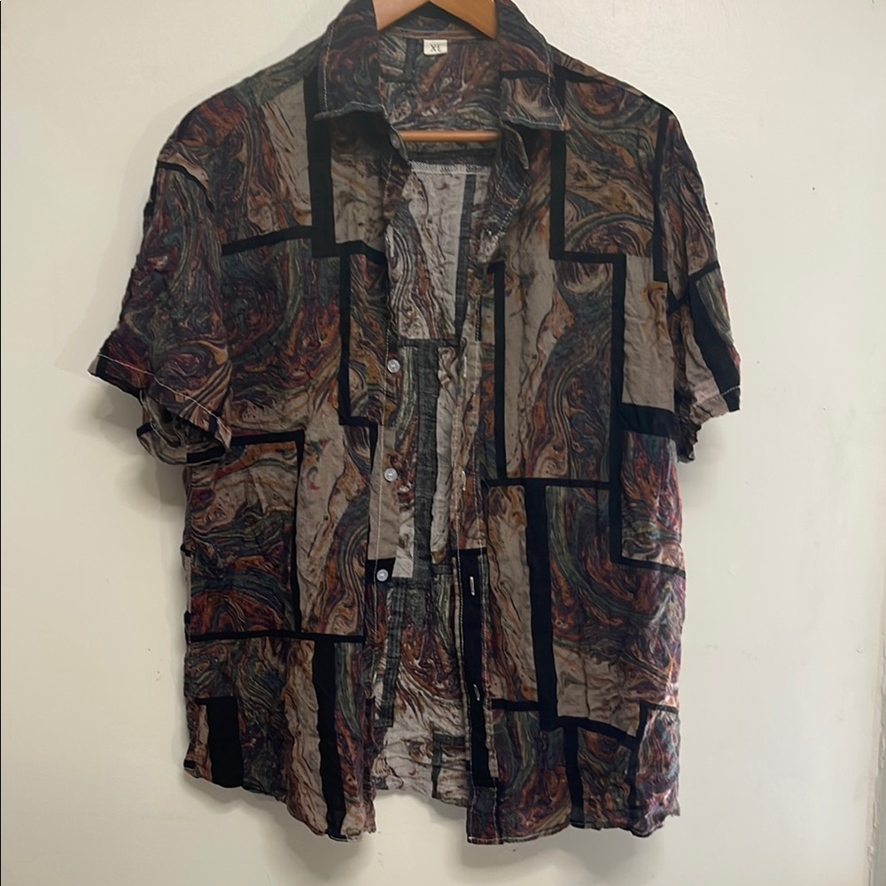 Men's Multicolor Abstract Short Sleeve Shirt